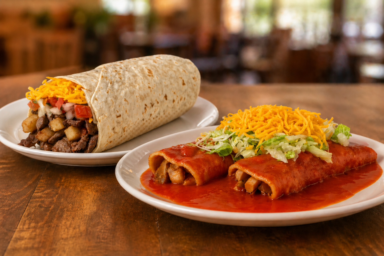 Memos Mexican Food signature table with tacos, enchiladas and warm house specialties
