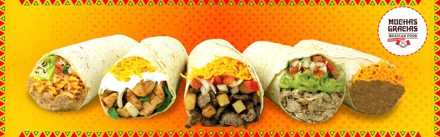 A selection of giant burritos